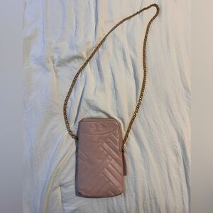 TORY BURCH mini crossbody purse! light pink, great condition!